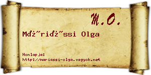 Máriássi Olga névjegykártya